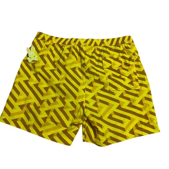 Psycho Bunny Pisani $95 Swim Trunks Mens 2XL Yellow Tan Board Shorts - Picture 2 of 11